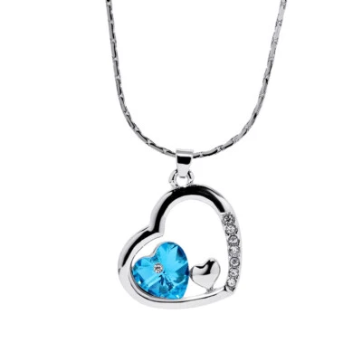 Elegante Topazio Blu Donna Gioielli 925 Argento Sterling Collana (Pendente+ - Immagine 1 di 4