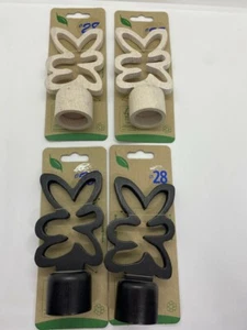 2 Terminali Finali bbline Finale Ø 28 per Bastone Tenda legno FIORE NERO BIANCO - Imagen 1 de 4