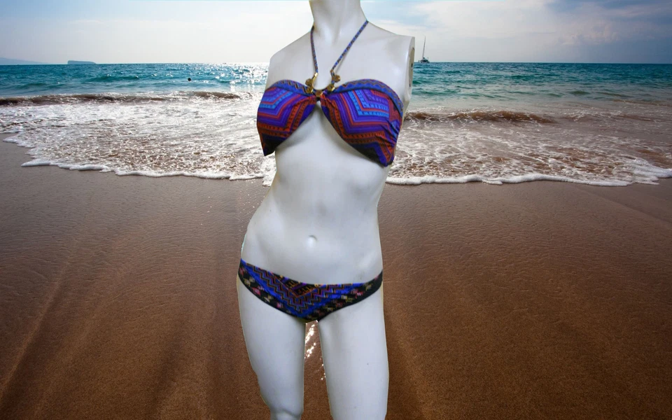 NWT GOTTEX by GOTTEX Creole GOLD CENTER Bikini SWIMSUIT BATHING SUIT SET sz - 10 - Image 1 of 1