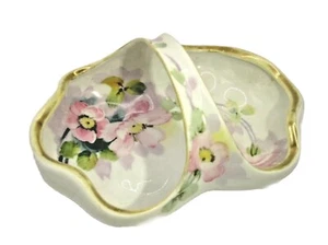 Antiker Morimura Nippon Porzellan Korb Bonboniere mit Henkel handbemalt Flora - Bild 1 von 9