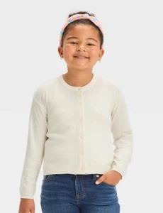 Cat & Jack Girl's Button Front Cardigan Sweater Cream Large (10/12) NWT - Picture 1 of 1