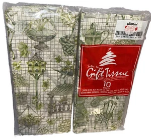 2~NEW*GIFT TISSUE PAPER*Botanical*GARDEN Images*Green/White*LOT*20 SHEETS* - Picture 1 of 3