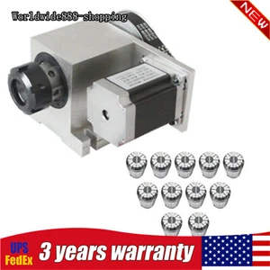 CNC 4th Axis Hollow Shaft Rotary Table Router Rotational Axis w/ 11x ER32 Collet - Picture 1 of 11