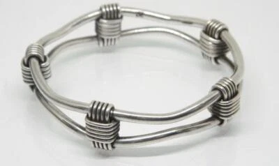 LINKS OF LONDON Solid Double Tube Wire Sterling Silver Bangle Bracelet SOLID - Image 1 of 4