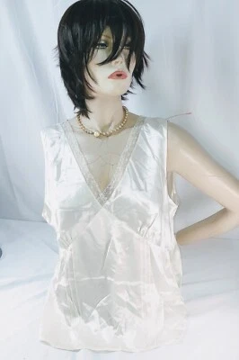 Josephine Chaus beige floral encaje cuello sin mangas talla grande seda top 16 Foto 1 de 4