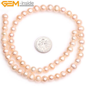 Natural Freshwater Pearls Near Round Loose Beads For Jewelry Making Strand 15"