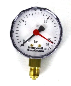 Honeywell Braukmann Manometer 0-16 Bar D=100mm Anschluss 1/2" neuwertig - Bild 1 von 4