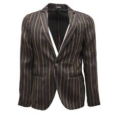 2774AG giacca uomo OFFICINA 36 black stripes linen blend jacket man