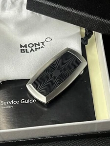 Montblanc Money Clip Stainless Steel Onyx Black Rubber Star Logo-Free Shipping - Picture 1 of 5
