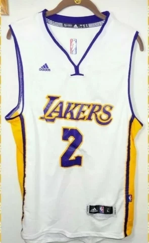 Men's Sz L Adidas LA Lakers Swingman Jersey LONZO BALL #2 Sewn Stitched White Cover