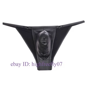 Calzoncillos de bikini con aspecto de cuero para hombre Ropa interior Bolsa para pene masculino Troncos Pantalones cortos - Imagen 1 de 5