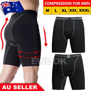 Men Sports Compression Shorts Pants Fitness Under Skin Base Layer Tights Pant OZ - Picture 1 of 14