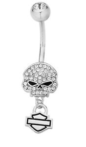 Body Jewelry Harley-Davidson ® Willie G Skull Crystals Navel Ring 16 HDZ0057