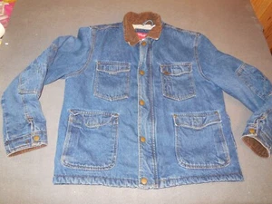 Wrangler Vtg Men L Denim Jean Jacket Zip/Snap Coat Corduroy Collar W/ Sherpa - Picture 1 of 14