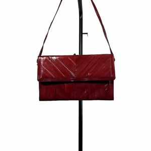 Cartera de piel de anguila bolso sin asas vintage hecha en Corea borgoña correas extraíbles - Imagen 1 de 22