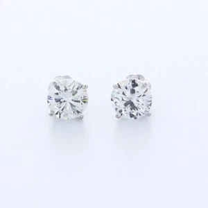 PENDIENTES CLÁSICOS DE 4 PUNTAS ORO BLANCO 14K CORTE REDONDO DIAMANTES NATURALES E/VS2 2,1 CTW - Imagen 1 de 12