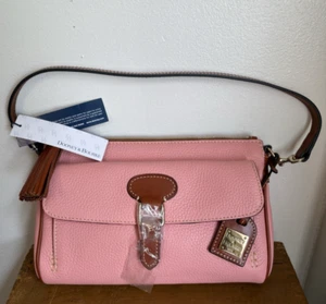 Dooney & Bourke Pale Pink Pebble Leather Dana Pocket Clutch, Bag Charm - Picture 1 of 17