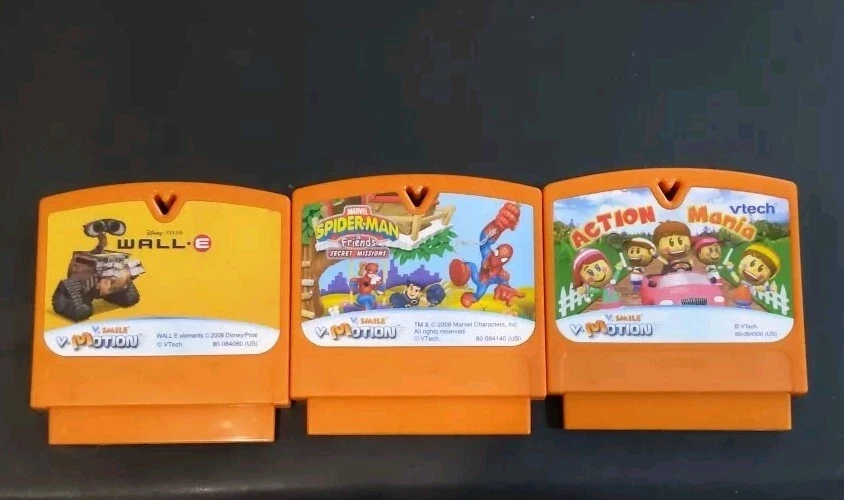 Lot Of 3 VTech V.Smile V-Motion Learning System Games - Wall-e Spider-Man Action - Image 1 of 2