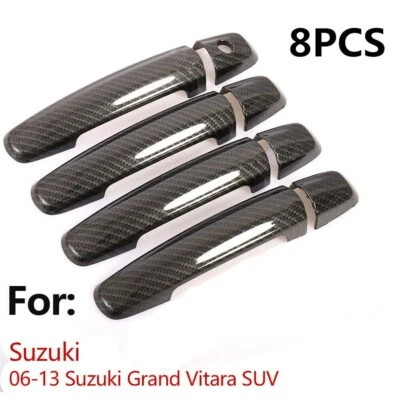 8PCS For 06-13 Suzuki Grand Vitara SUV Carbon Fiber Side Door Handle Covers Trim Foto 1 de 4