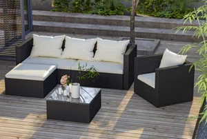 Garden Furniture Rattan Modular Corner Sofa Set 5 Seats With Coffee Table - Picture 1 of 7