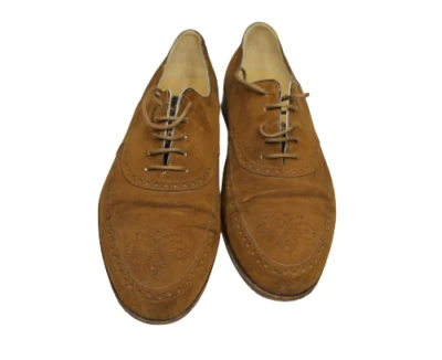 Fratelli Rossetti Hombres Vestido Derby Zapatos 8 Marrón Gamuza Italia Medallón Oxford Foto 1 de 4