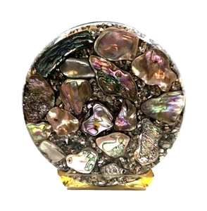 VTG Lucite Abalone Napkin Letter Holder 5.5” USA Design Gifts International Inc. - Picture 1 of 13