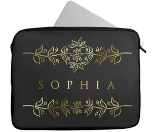 Personalised Any Name Floral Design Laptop Case Sleeve Tablet Bag Chromebook 17 - Picture 1 of 4