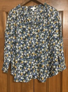 JJill Women’s Floral Button Up Shirt Blouse Women’s Size Large L - Bild 1 von 7