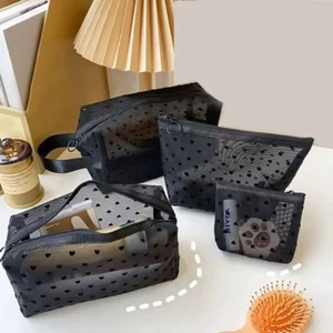 Bolsa de cosméticos de malla de nailon organizador de artículos de tocador con cremallera corazón Reino Unido - Imagen 1 de 27