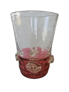 BLENKO RAINBOW GLASS CRACKLE RUBY FLASH MID CENTURY VASE MEDALLIONS ICE BUCKET - Picture 1 of 10