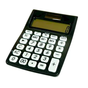 Büro Taschenrechner 12-Stellig Schwarz XL Tischrechner Solaranzeige Rechner - Bild 1 von 3