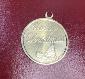 Vintage 14k Gelbgold Frohe Weihnachten Weihnachtsmann Rakete Antik 585 Charm Anhänger - Bild 1 von 6
