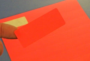 Dayglo Fluorescent Bright Red 2 5/8 x 1 inch Rectangle Labels 50 Sheets R2610 - Picture 1 of 3