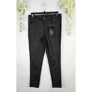 Neu SPYM schwarz vegan Leder beschichtet Skinny Hose Gr 42 10 12 Grunge Rocker Moto - Bild 1 von 10