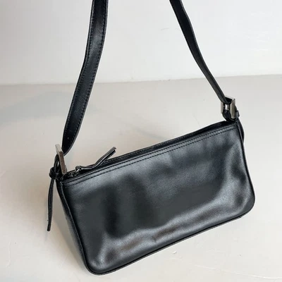 Oasis Y2K Black Leather Mini Rectangle Shoulder Bag - Image 1 of 4