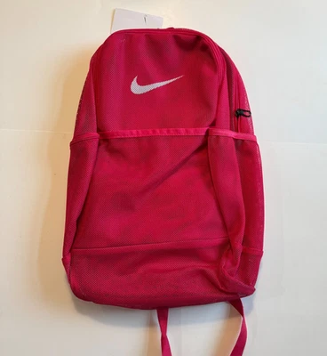 NUEVA MOCHILA NIKE Brasilia MALLA ROSA/BLANCA, ideal para días de playa, senderismo, escuela Foto 1 de 4