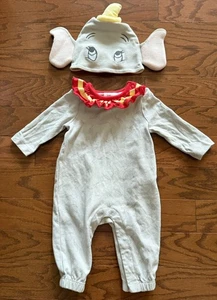 Disney Store Dumbo Baby Costume Dress Up Halloween SZ 3-6 mo. 2pc Gray Red - Picture 1 of 6