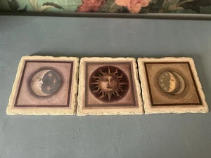 Rare Mary Beth Zeitz 6” Sun & Moon Celestial Wall Tiles— Set of 3 - Picture 1 of 15