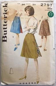 Butterick 2797 Back Wrapped Skirt Sewing Pattern Sz 26 Waist UNCUT Vintage 1960s - Picture 1 of 2