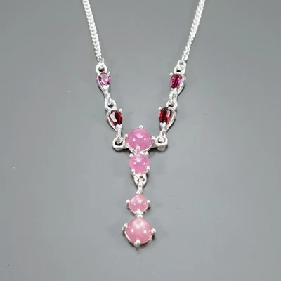 Unique Jewellery Ruby Necklace 925 Sterling Silver 20"/N27470 - Image 1 of 4