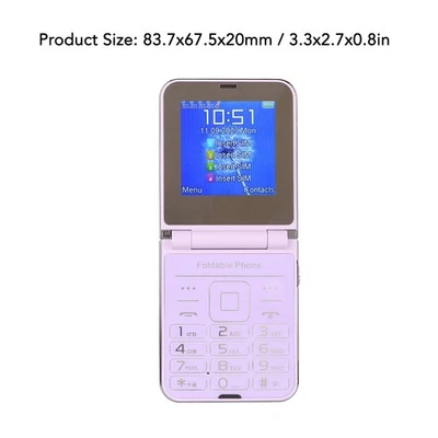 Flip 2G Phone 2.6in Senior Cellphone 2 Screen 1.3MP 4 SIM Cards Standby Big XG5 - Image 1 of 4
