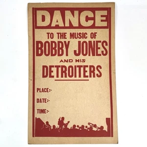 Bobby Jones and His Detroiters DANCE Big Band Poster Vintage 1940er 22,5”x14” - Bild 1 von 15