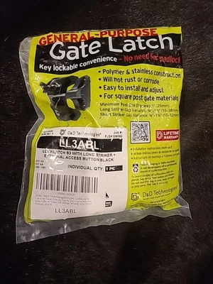 D&D Technologies Ll3ABL Gate Latch Key Lockable, No Padlock Needed - Image 1 of 3