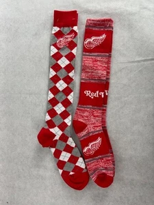 Detroit Red Wings Women's Over the Calf Medium Socks 2 Pairs - Picture 1 of 2