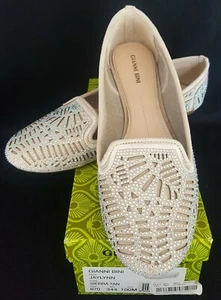 Gianni Bini "Jaylynn" Leder Sierra hellbraun Loafer mit Edelsteinen Damengröße 10M neu ohne Karton - Bild 1 von 12