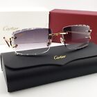 Cartier Sunglasses Gray Diamond Cut Lenses Vintage Custom Gold Frame Big C Decor