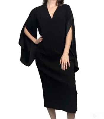 Dion Lee длинный плащ рукав миди платье черный размер 10 - Изображение 1 из 4