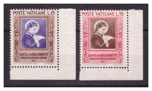 VATICANO 1953 -  SANTA MARIA GORETTI  VARIETA'   PUNTO  NEL RIQUADRO    ** MNH - Picture 1 of 1