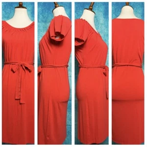 Vestido para mujer Talbots rojo manga gorra plisado escote lazo cintura talla pequeña - Imagen 1 de 7