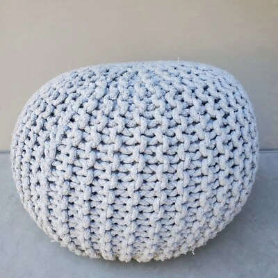 18” Round pouf ottoman stuffed - Crocheted Cover with Bean Bag filling - Image 1 of 4